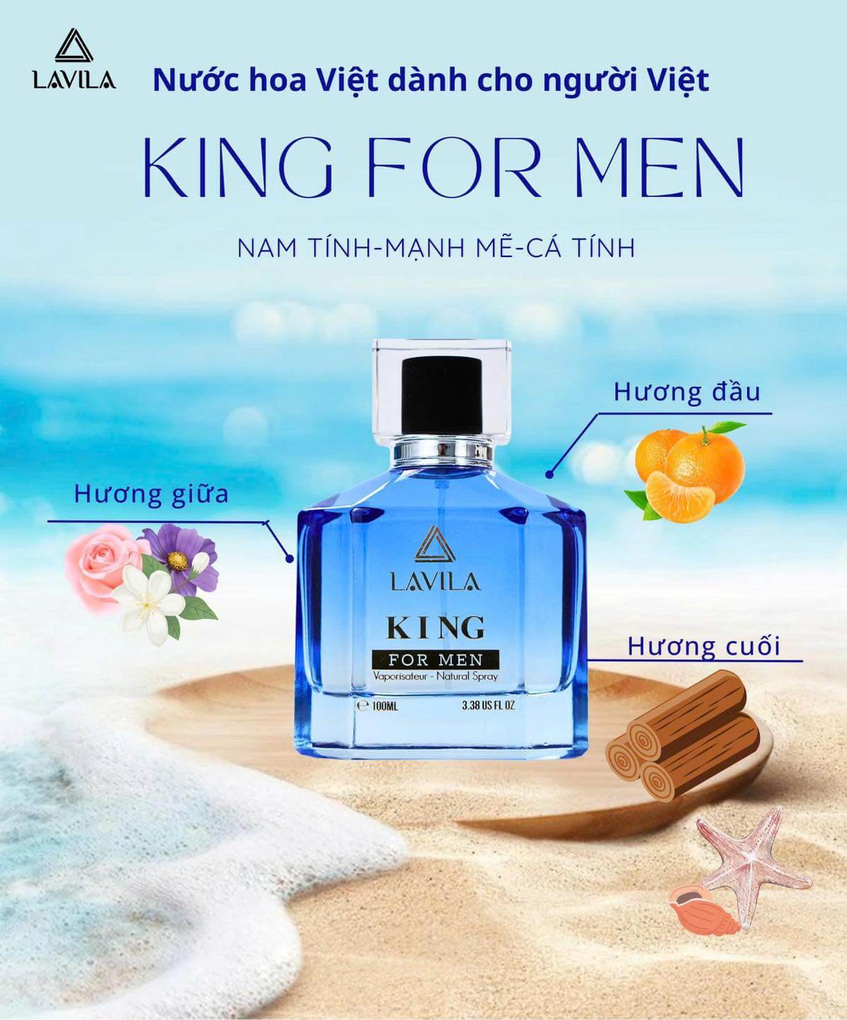 Nước Hoa LAVILA King Nam Tính, Mạnh Mẽ, Cá Tính 100ml